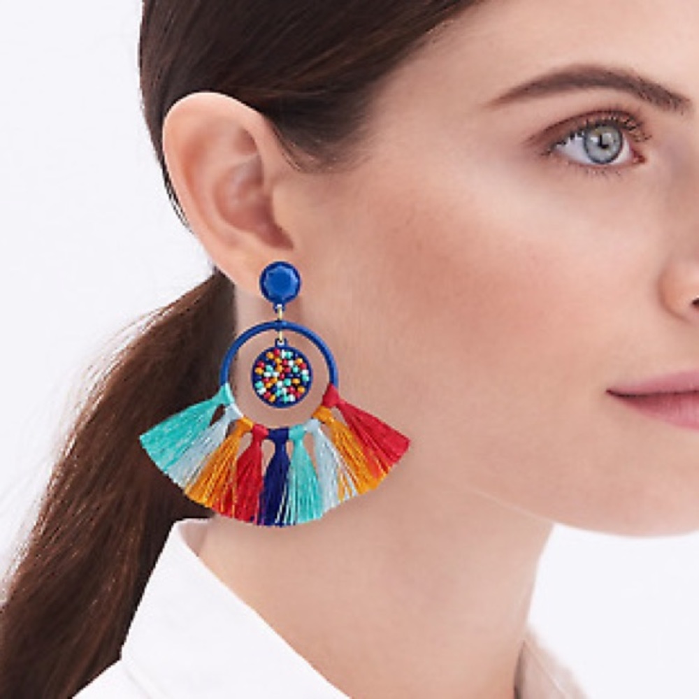 🎉HP🎉 J. Crew Multicolor Tassel Fan Earring